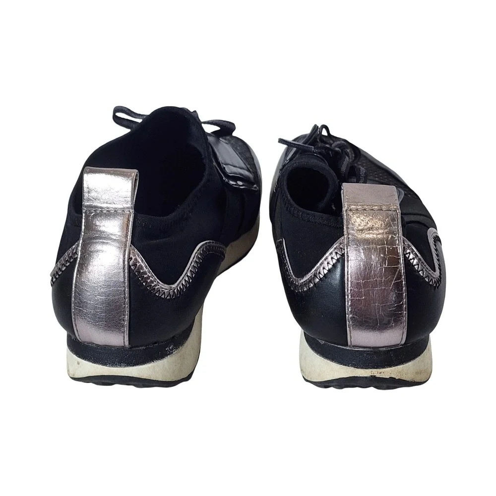 A New Day Womens Black Silver Metallic Perforated Fashion Sneakers Size 8.5
